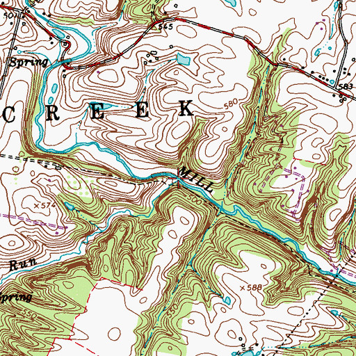 Topographic Map of Sylvan Run, WV