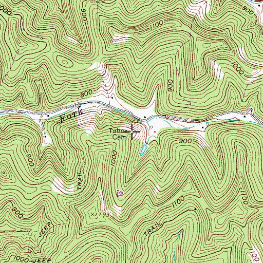 Topographic Map of Tabor Cemetery, WV