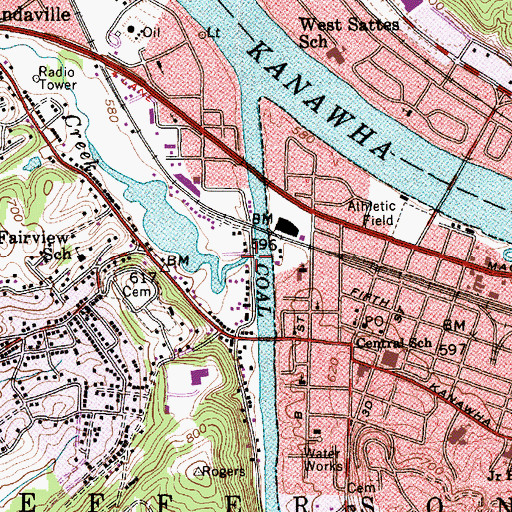 Topographic Map of Tackett Creek, WV