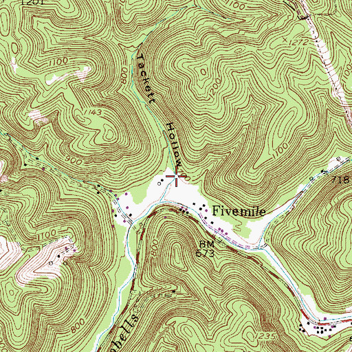 Topographic Map of Tackett Hollow, WV