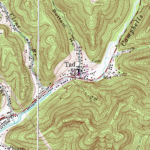 Topographic Map of Tad, WV