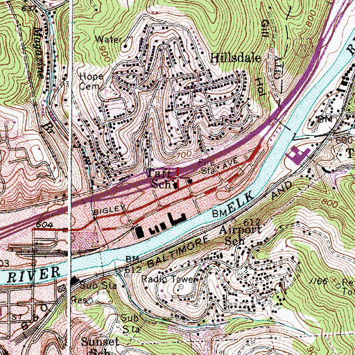 Topographic Map of Taft Elementary School (historical), WV