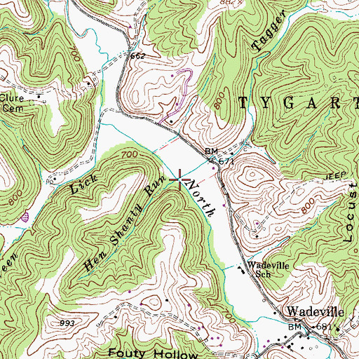 Topographic Map of Tagger Run, WV