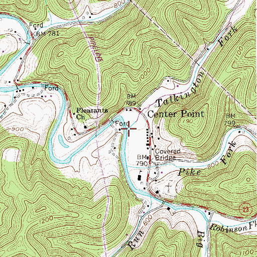 Topographic Map of Talkington Fork, WV