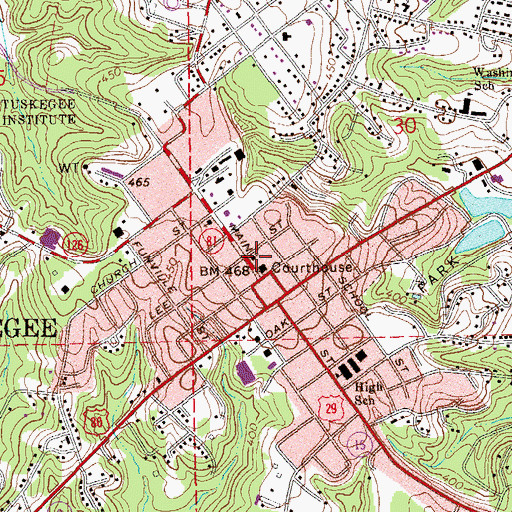 Topographic Map of First Presbyterian Church, AL