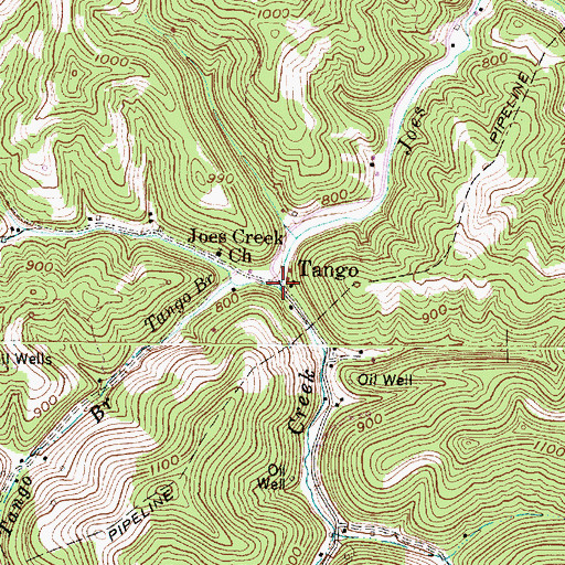 Topographic Map of Tango Branch, WV