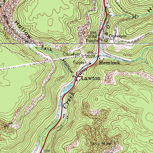 Topographic Map of Tank Hollow, WV