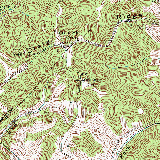 Topographic Map of Tanner Cemetery, WV