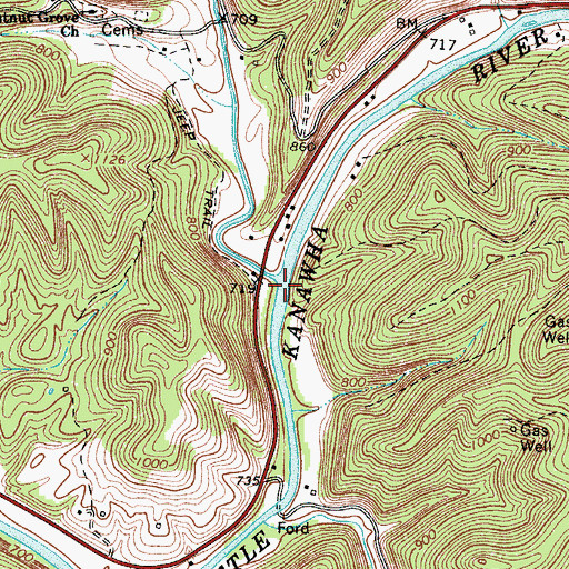 Topographic Map of Tanner Creek, WV