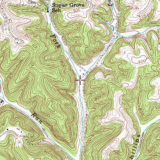 Topographic Map of Tanner Fork, WV