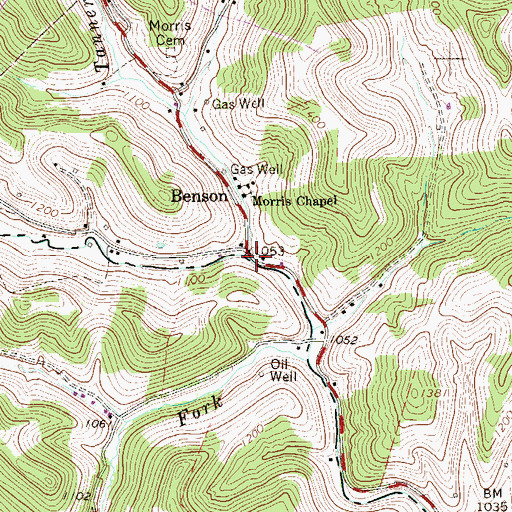 Topographic Map of Tanner Fork, WV