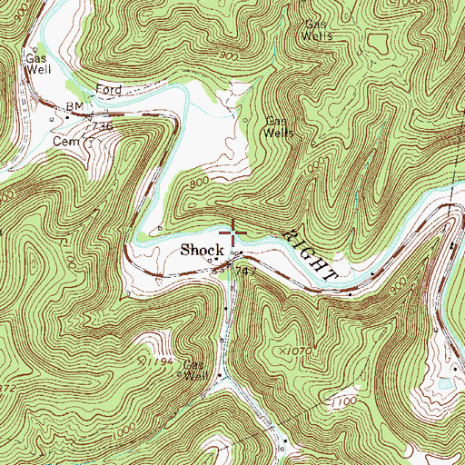 Topographic Map of Tanner Fork, WV