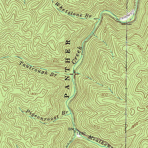 Topographic Map of Tantrough Branch, WV