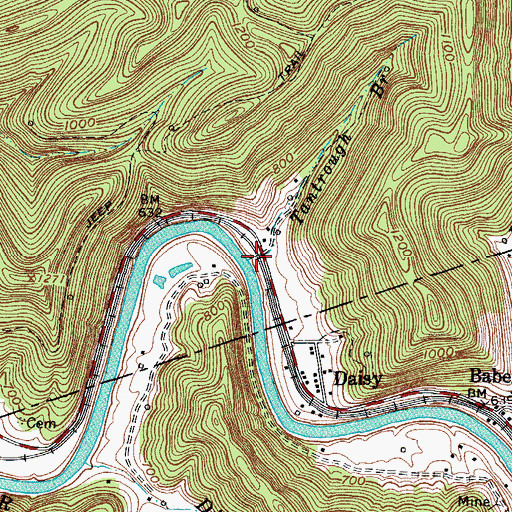 Topographic Map of Tantrough Branch, WV