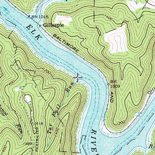 Topographic Map of Tar Fall Run, WV