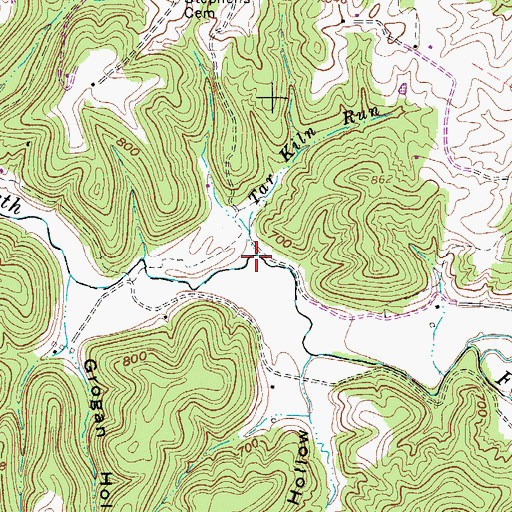 Topographic Map of Tar Kiln Run, WV