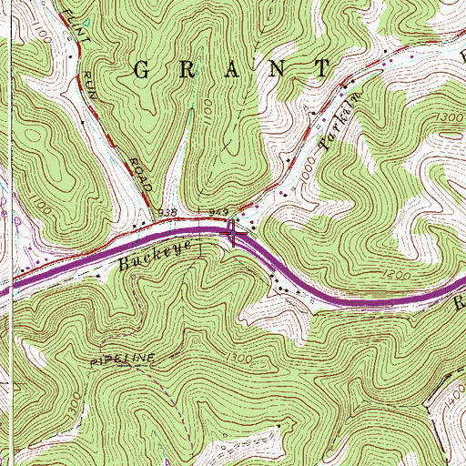 Topographic Map of Tarkiln Run, WV