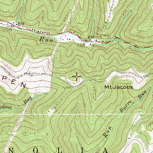 Topographic Map of Tarpen Ridge, WV