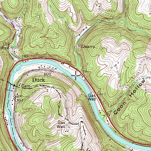 Topographic Map of Tate Creek, WV