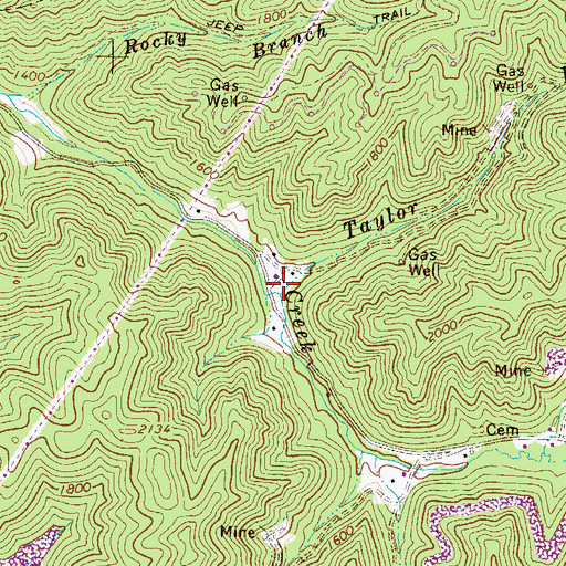Topographic Map of Taylor Branch, WV