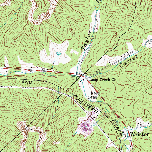 Topographic Map of Taylor Branch, WV
