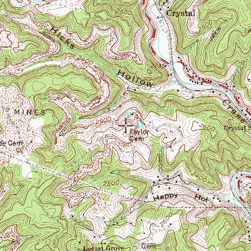 Topographic Map of Taylor Cemetery, WV