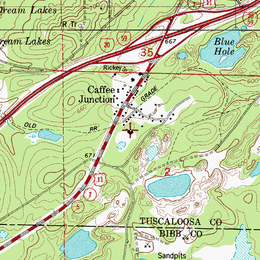 Topographic Map of Caffee Junction Church, AL