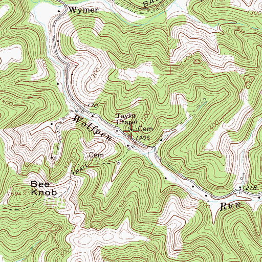 Topographic Map of Taylor Chapel, WV