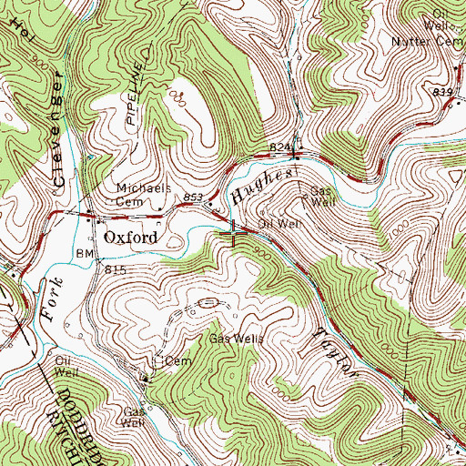 Topographic Map of Taylor Drain, WV