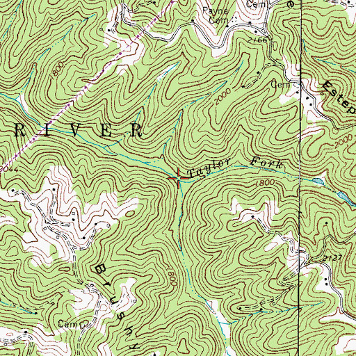 Topographic Map of Taylor Fork, WV
