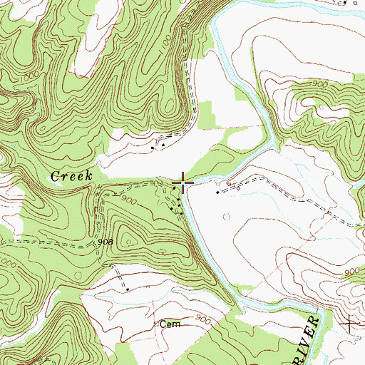 Topographic Map of Tear Coat Creek, WV