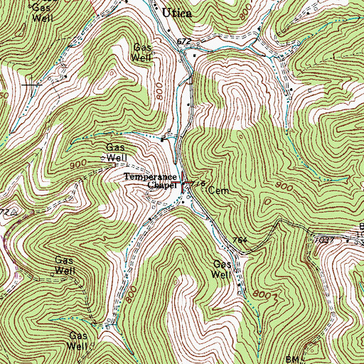 Topographic Map of Temperance Chapel, WV