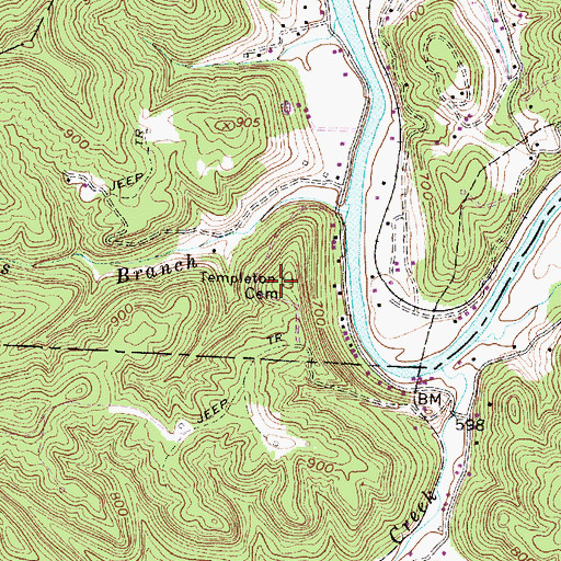 Topographic Map of Templeton Cemetery, WV