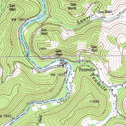 Topographic Map of Tenmile, WV
