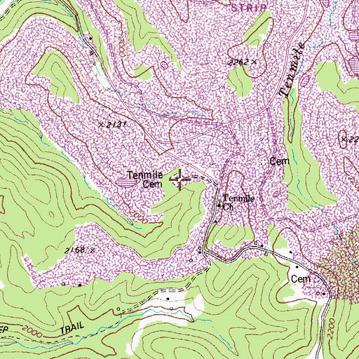 Topographic Map of Tenmile Cemetery, WV