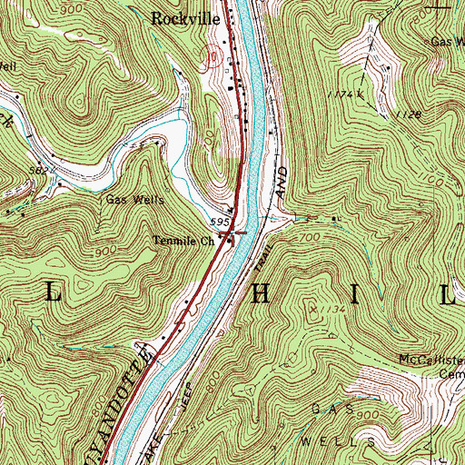 Topographic Map of Tenmile Church, WV