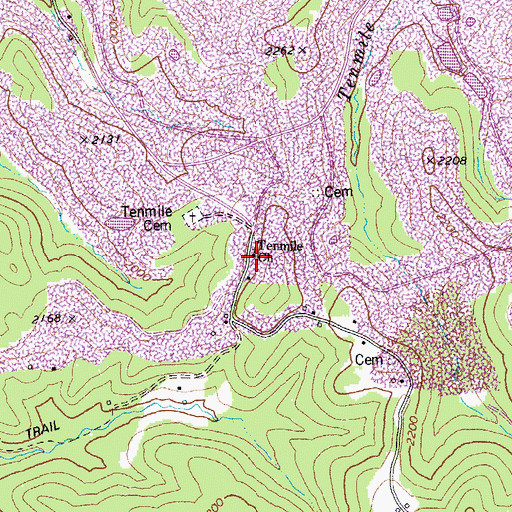 Topographic Map of Tenmile Church, WV