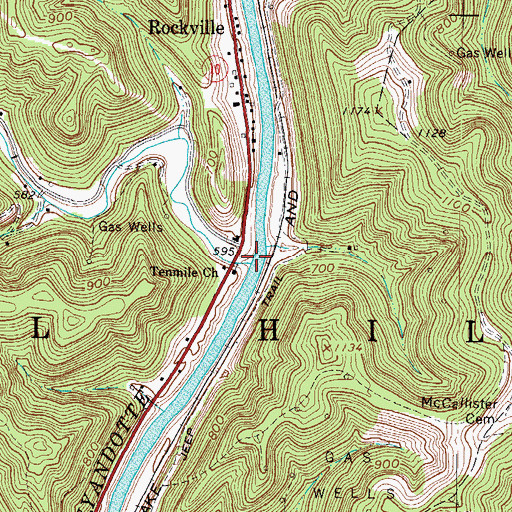 Topographic Map of Tenmile Creek, WV