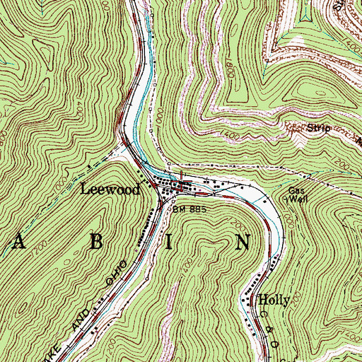 Topographic Map of Tenmile Fork, WV