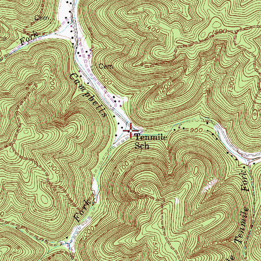 Topographic Map of Tenmile School (historical), WV