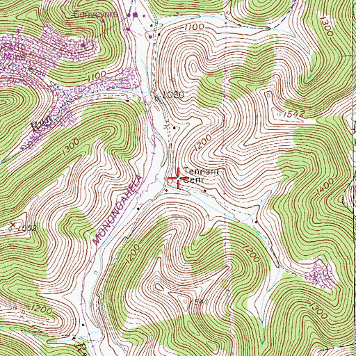 Topographic Map of Tennant Cemetery, WV