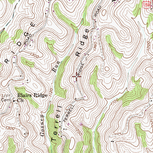 Topographic Map of Terrell Ridge, WV