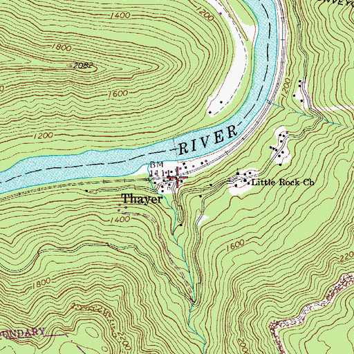 Topographic Map of Thayer, WV