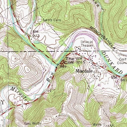 Topographic Map of The Cliff, WV