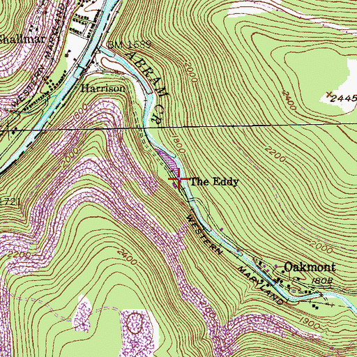 Topographic Map of The Eddy, WV