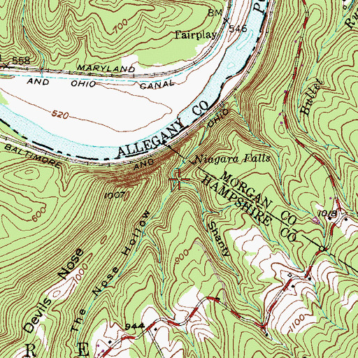 Topographic Map of The Nose Hollow, WV
