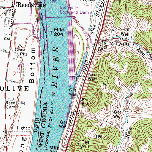 Topographic Map of The Slough, WV