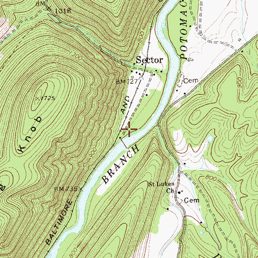 Topographic Map of The Trough, WV