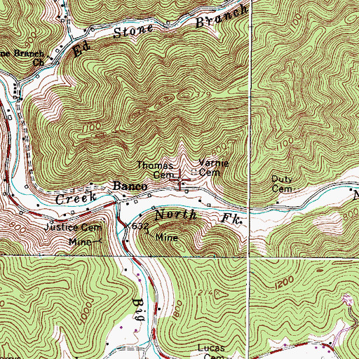 Topographic Map of Thomas Cemetery, WV