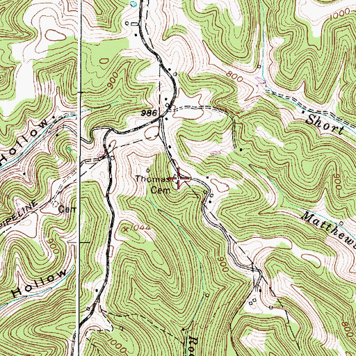 Topographic Map of Thomas Cemetery, WV